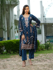 Crimson blue Embroidered Kurta Set with Dupatta