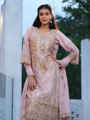 Light pink Embroidered Festive Kurta Set with Dupatta