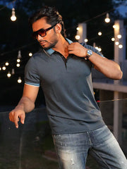 Men's Polo-Micro Check