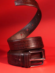 Croc-Embossed Premium Leather Belt