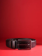 Sovereign Basket-Weave Embossed Leather Belt
