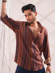 Men’s Rust Multi-Stripe Casual Shirt