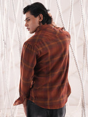 Men’s Rustic Check Flannel Double Pocket Shirt