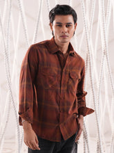 Men’s Rustic Check Flannel Double Pocket Shirt