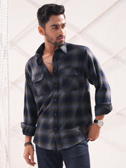 Men’s Rustic Check Flannel Double Pocket Shirt