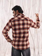 Men’s Rustic Check Flannel Double Pocket Shirt