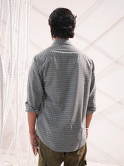 Men’s Grey Micro Motif Printed Casual Shirt