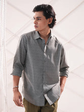 Men’s Grey Micro Motif Printed Casual Shirt