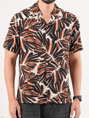 Earthy Palms Digital Printed Cuban Collar Shirt