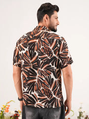 Earthy Palms Digital Printed Cuban Collar Shirt