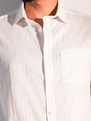 Multi-Pinstripe Jacquard Premium Cotton Shirt