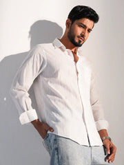 Multi-Pinstripe Jacquard Premium Cotton Shirt