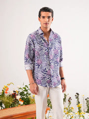 Lavender Meadow Digital Printed Crinkle Shirt