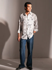 Monochromatic Floral Artisan Crinkle Shirt