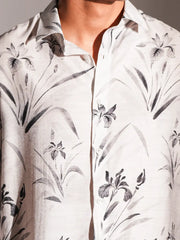 Monochromatic Floral Artisan Crinkle Shirt