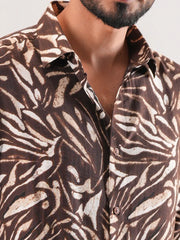 Umber Abstract Wave Crinkle Shirt