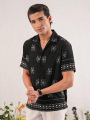 Boho Nomad Geometric Cuban Collar Shirt
