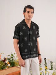 Boho Nomad Geometric Cuban Collar Shirt