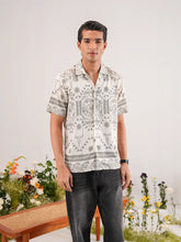 Boho Nomad" Geometric Cuban Collar Shirt
