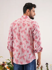 Crimson Bloom Floral Jacquard Shirt