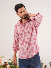 Crimson Bloom Floral Jacquard Shirt