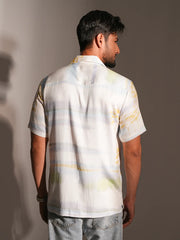 The Horizon Abstract Digital Print Cuban Collar Shirt