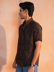Earth-Tone Ripple Casual Shirt