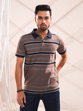 Men’s Striped Contrast Collar Polo Shirt