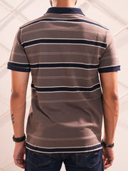 Men’s Striped Contrast Collar Polo Shirt