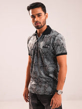 Men’s Tropical Pine Print Polo Shirt