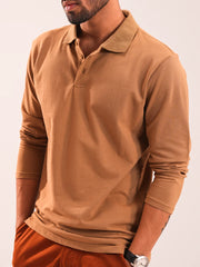 Men’s light Brown Full Sleeve Polo Shirt