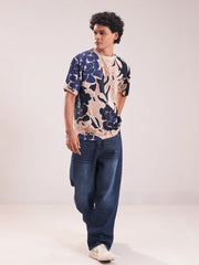 Men’s Abstract Floral Drop-Shoulder Tee