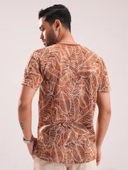 Men’s Tropical Leaf Print Crew Neck Tee