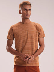 Men’s Caramel Striped Crew Neck Tee