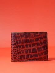 Croc-Embossed Compact Bi-Fold Wallet