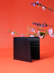 Croc-Embossed Compact Bi-Fold Wallet