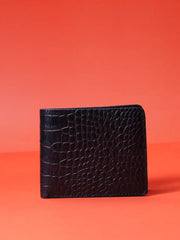 Croc-Embossed Compact Bi-Fold Wallet