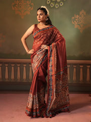 Digital Printed Half Silk Saree