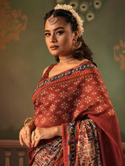 Digital Printed Half Silk Saree