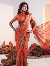 Desert Bloom Earth Toned Printed Chiffon Saree