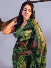 Tropical Radiance Digital Chiffon Saree