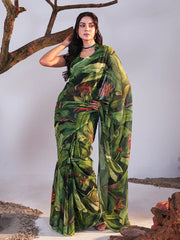 Tropical Radiance Digital Chiffon Saree