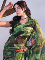 Tropical Radiance Digital Chiffon Saree