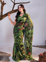 Tropical Radiance Digital Chiffon Saree