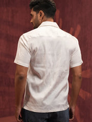 Men’s Ivory Tonal Jacquard Resort Shirt