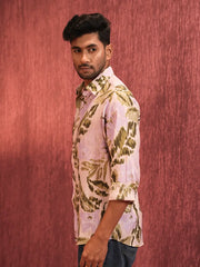 Men’s Blush Olive Abstract Crinkle Shirt