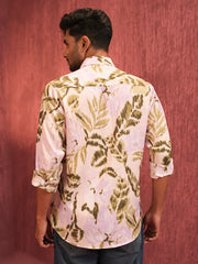Men’s Blush Olive Abstract Crinkle Shirt