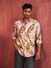 Men’s Blush Olive Abstract Crinkle Shirt