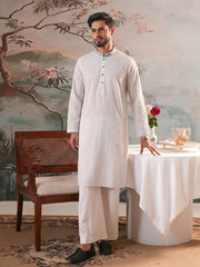 Men's White Embroidered Panjabi