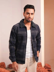 Men’s Wintercheck Fleece Jacket with Fur Collar